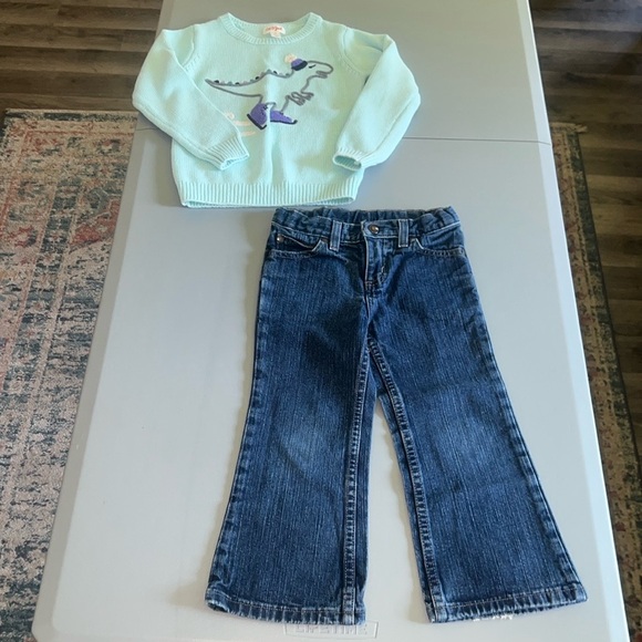 Dinosaur Sweater with Sonoma Jeans Bundle Size 4T - Picture 1 of 9